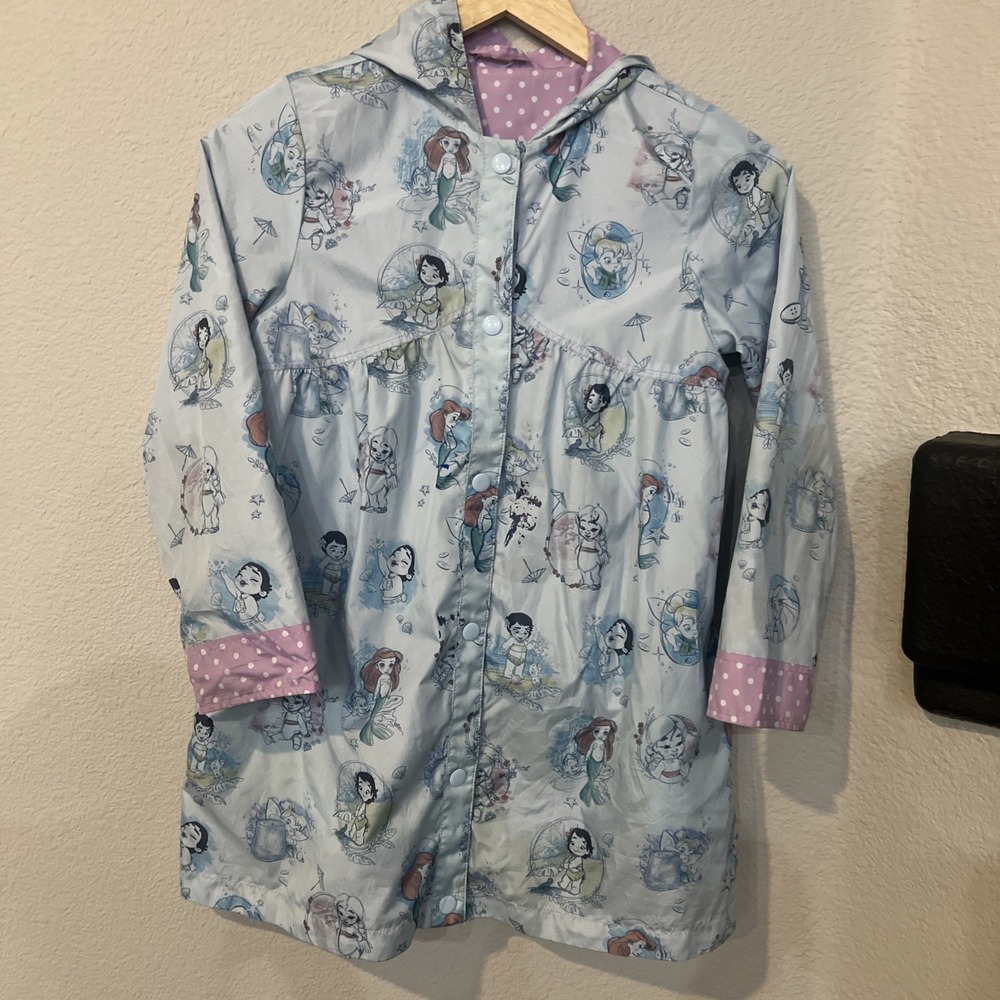 Disney's Animator Princess Reversible Rain coat jacket Ariel Mulan Tink